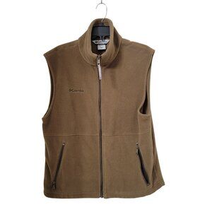 Columbia Size M Green-Brown Fleece Front Zip Vest, Gently Used Condition